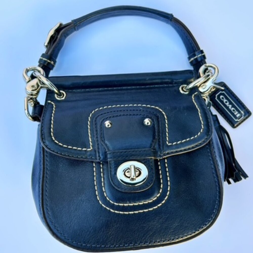 Beautiful Dark Blue Coach Handbag w/Strap Option. Excellent Used Condition